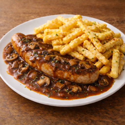 Jägerwurst mit Pommes