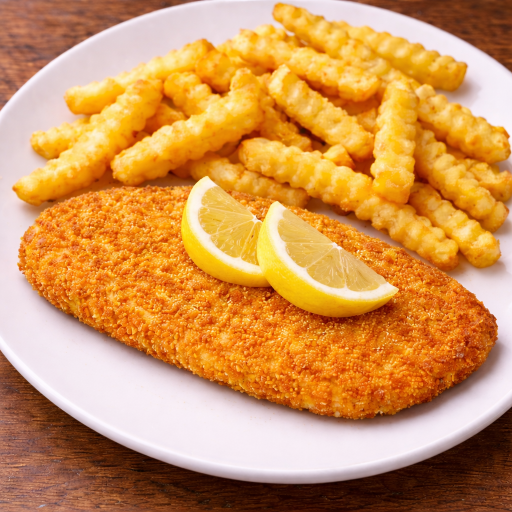 Veganes Schnitzel mit Pommes